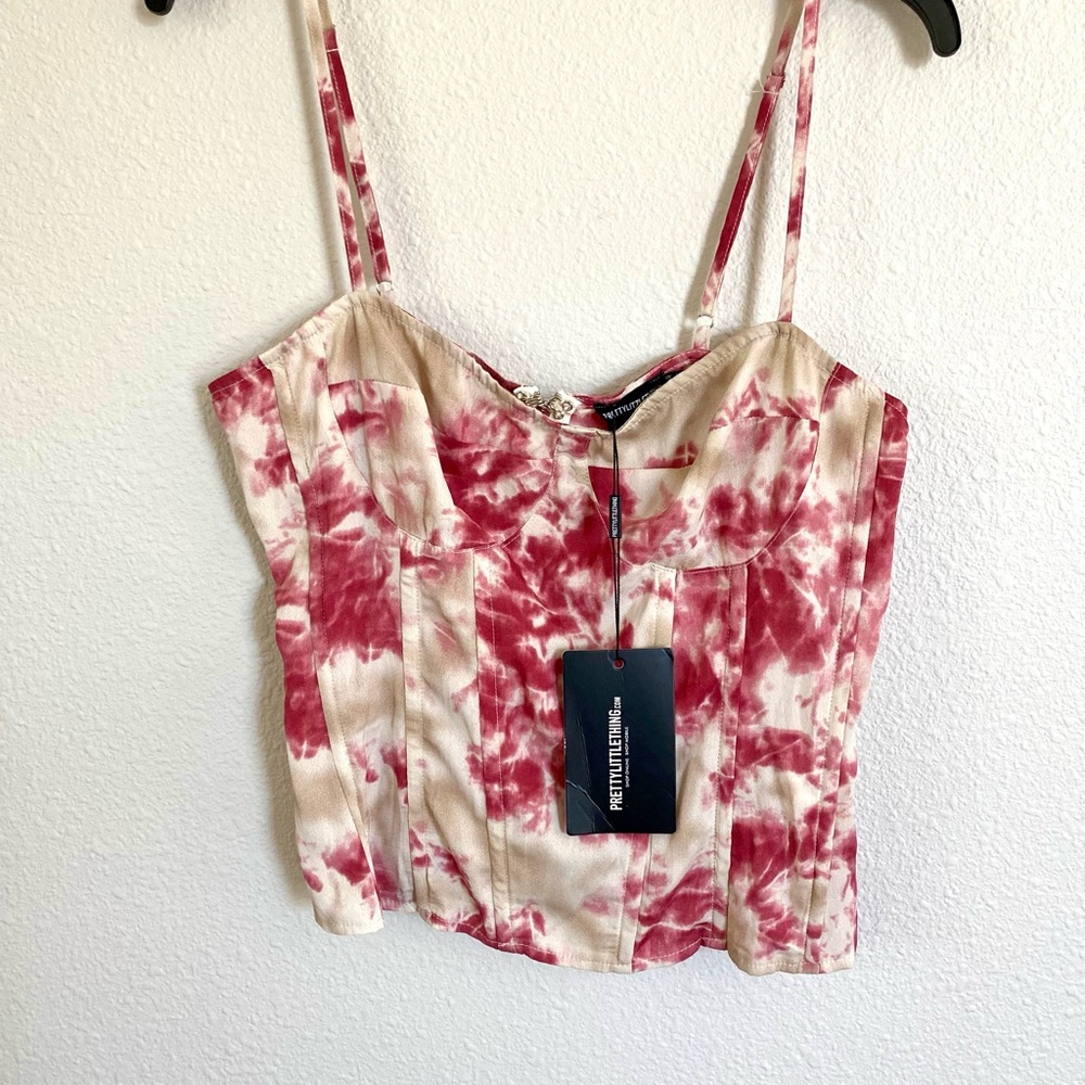 PrettyLittleThing Fuchsia and Cream Tie-Dye Camisole - Picture 3 of 9